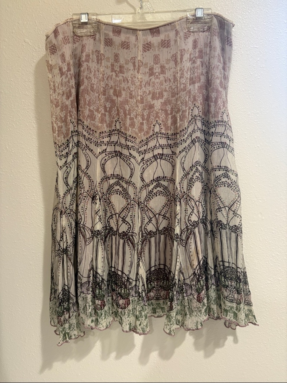 Gianni Bini Beige and Black A-Line Printed Skirt